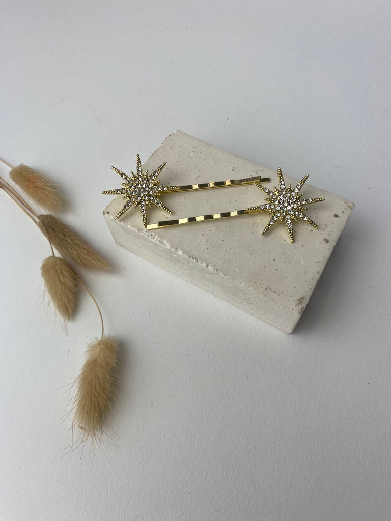 Gold Bobby Pin Star Duo Clips