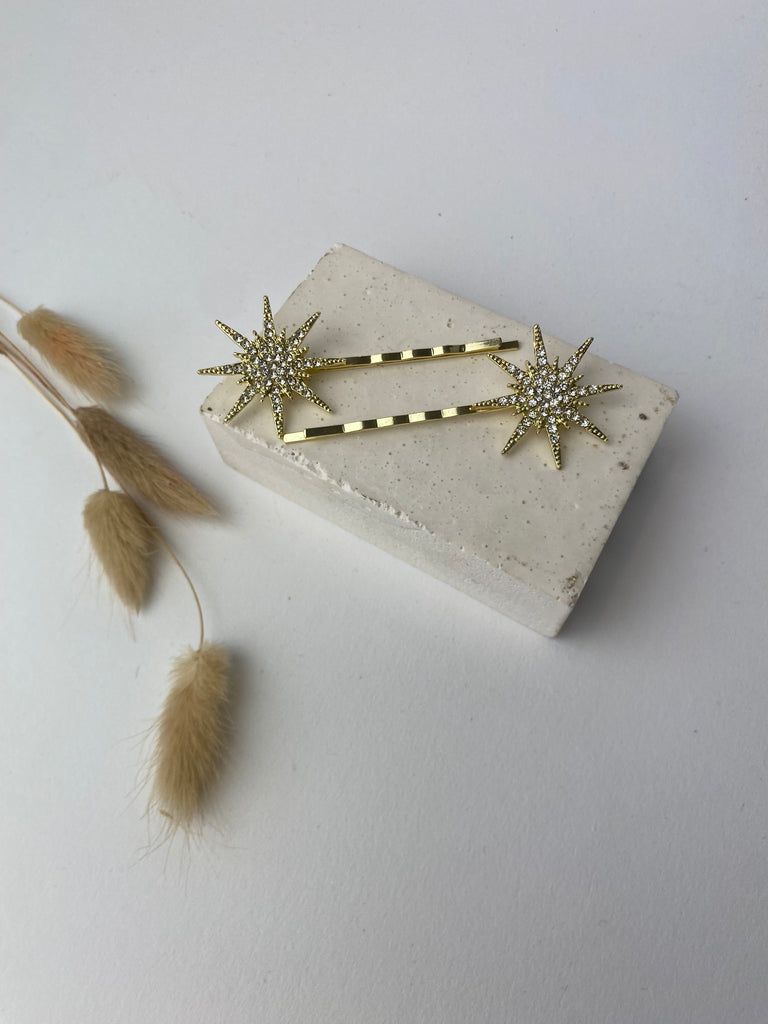 Gold Bobby Pin Star Duo Clips