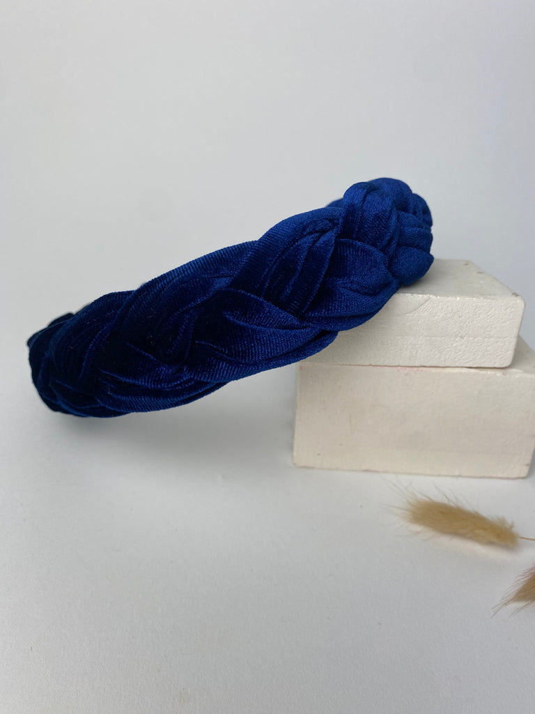 Blue velvet plait headband