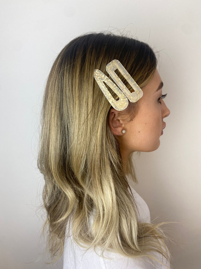 Cream Gold Sparkle -set of Hair Clips