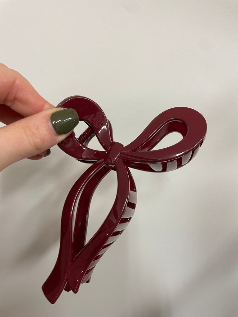 Burgundy Bow Claw Clip