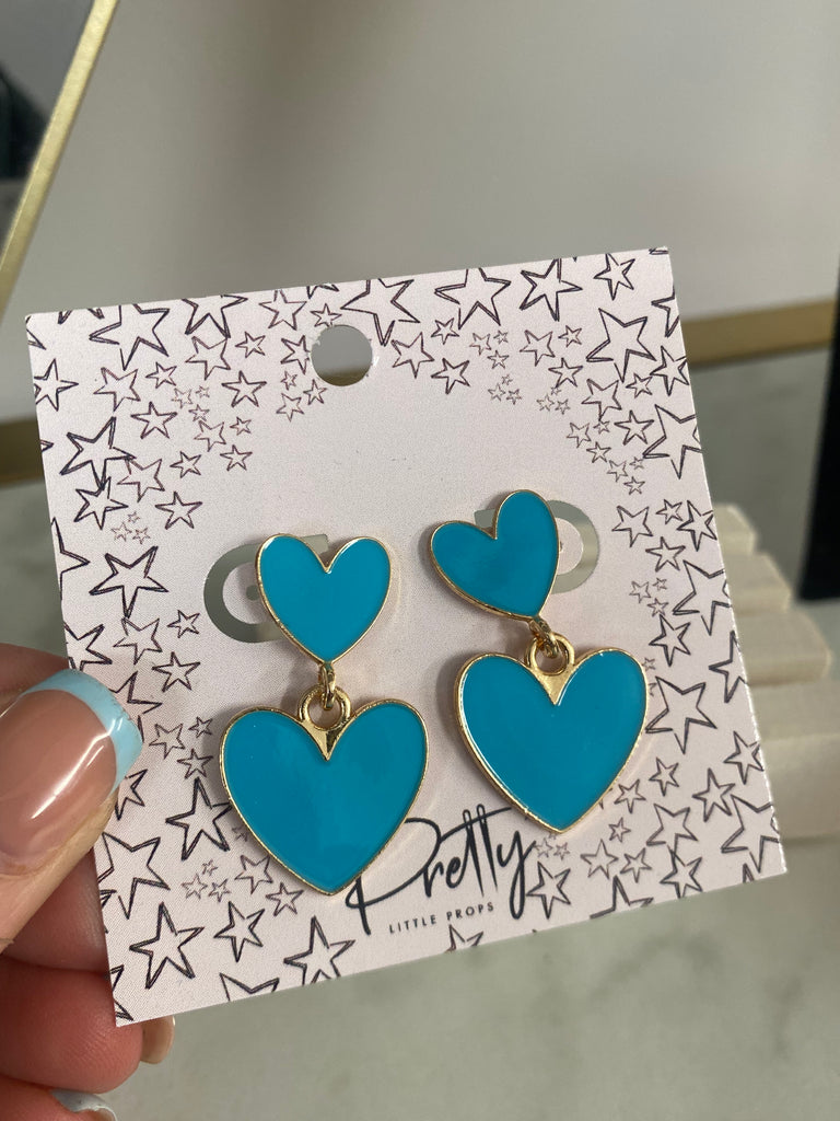 Double blue heart stud Earrings