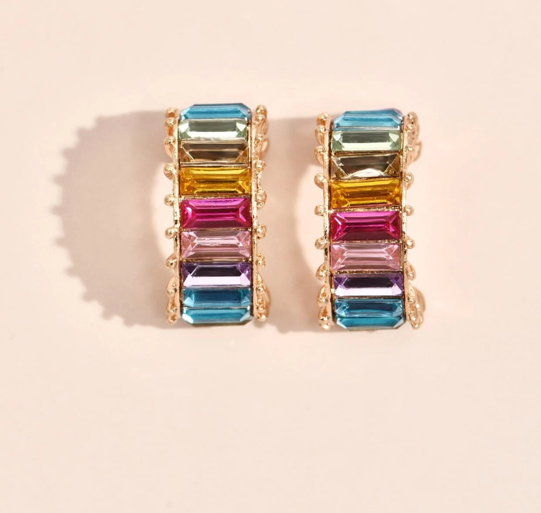 Multi coloured cuffed earrings