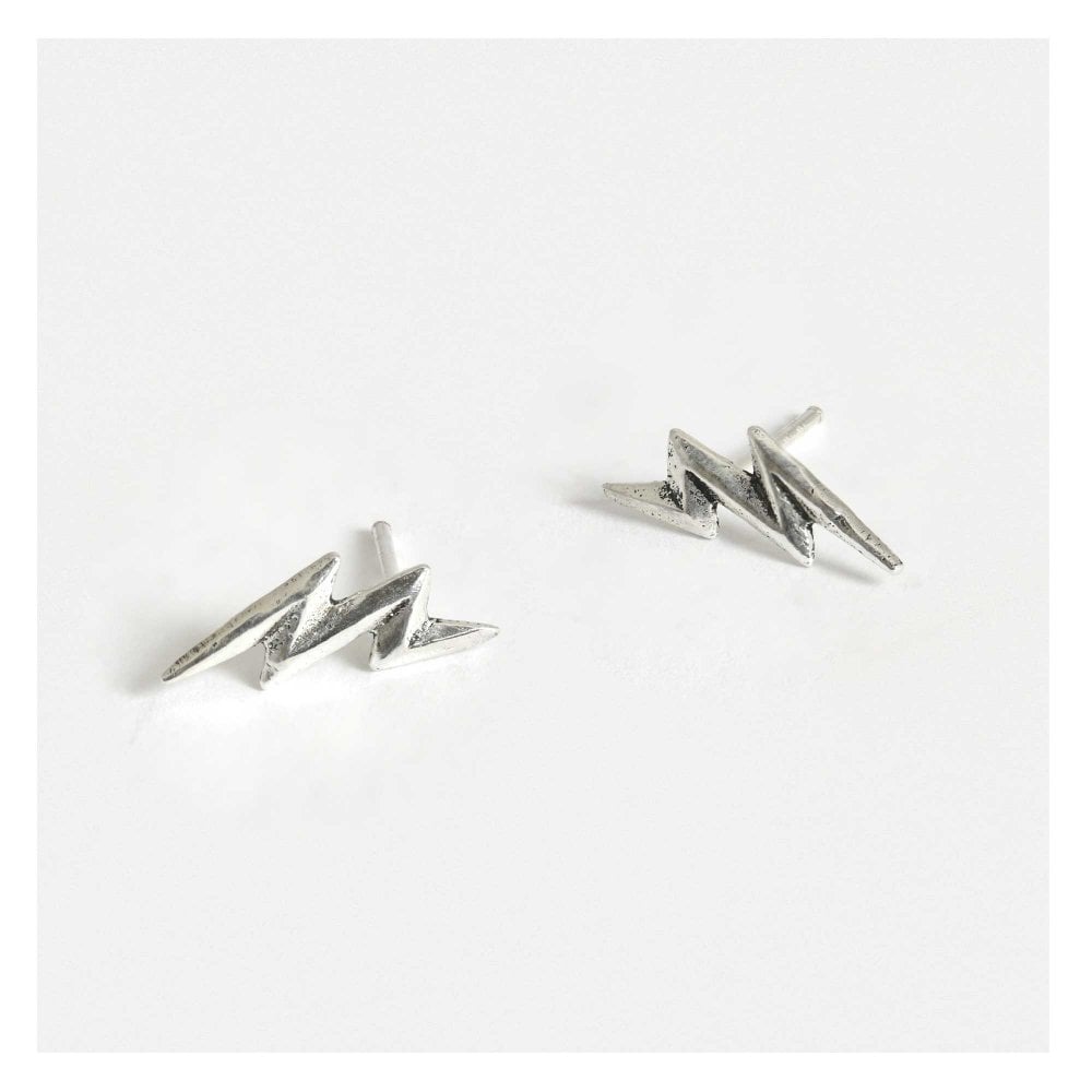 Petite silver lightening flash  earrings