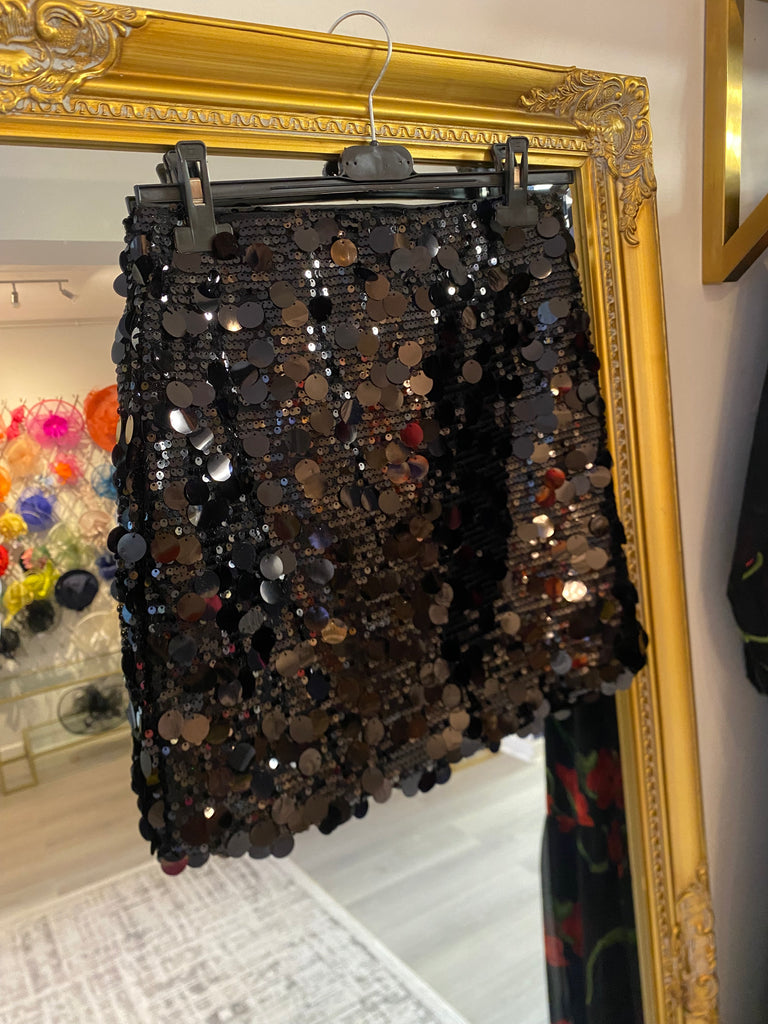 Black sequin disco skirt