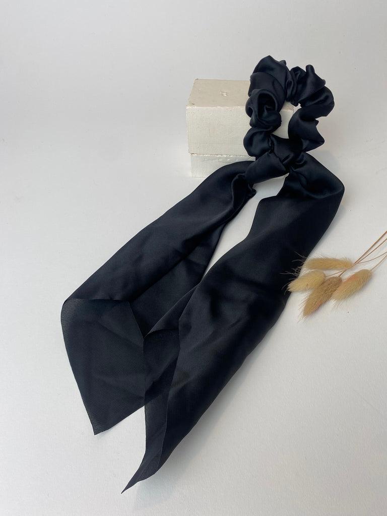 Silk black scrunchy Tie