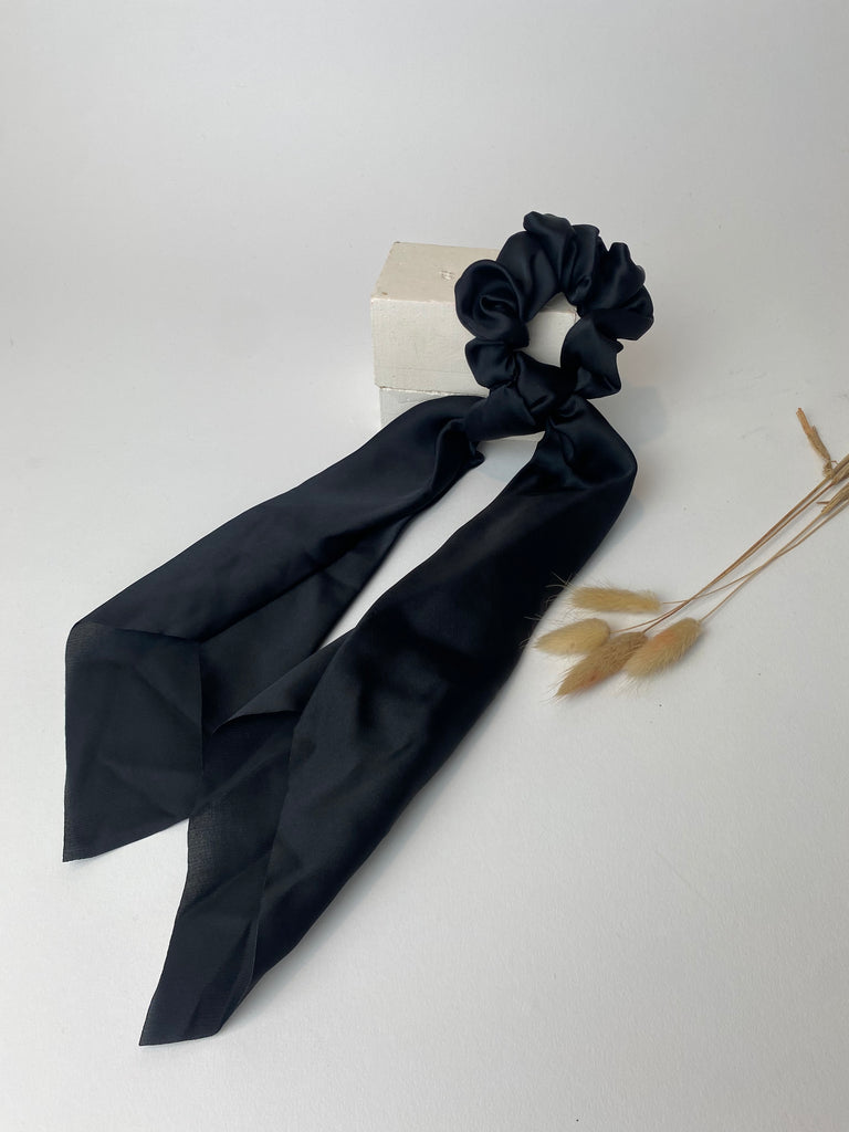 Silk black scrunchy Tie