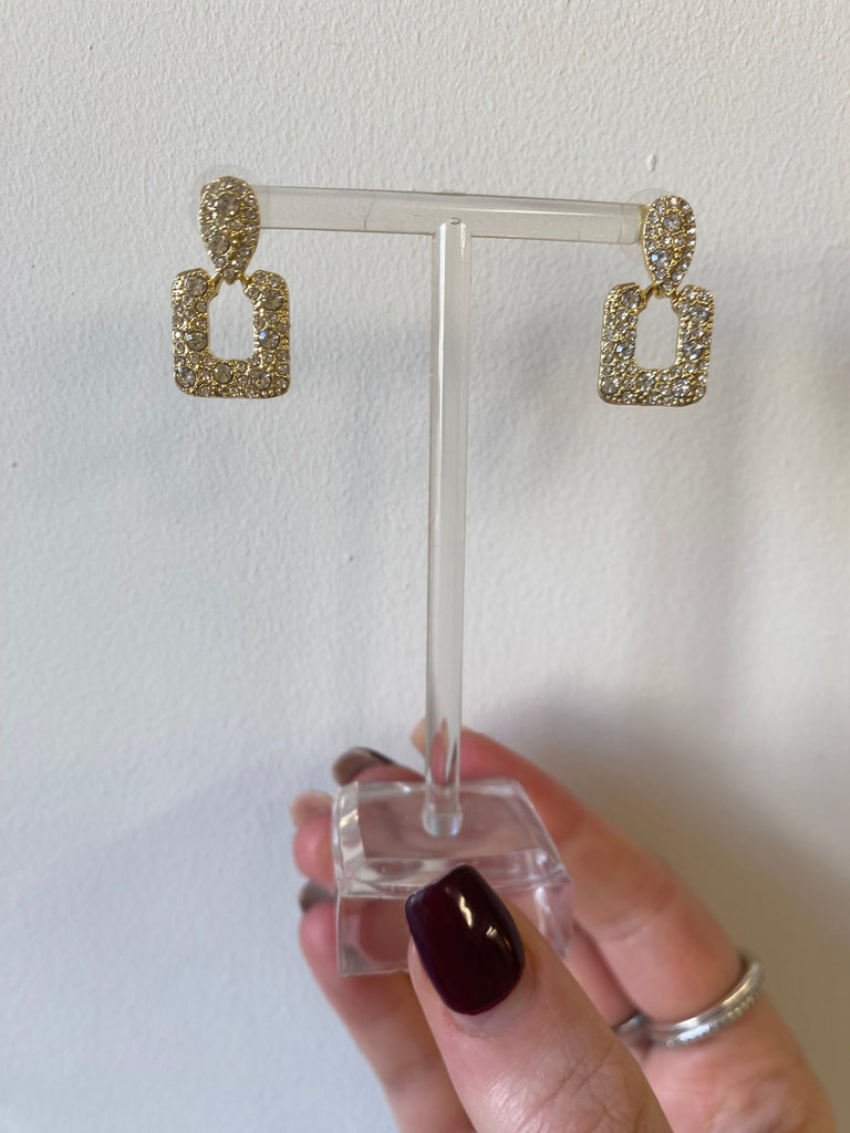 Square droplet Diamanté earrings
