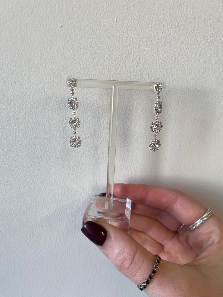 Diamanté flower earrings