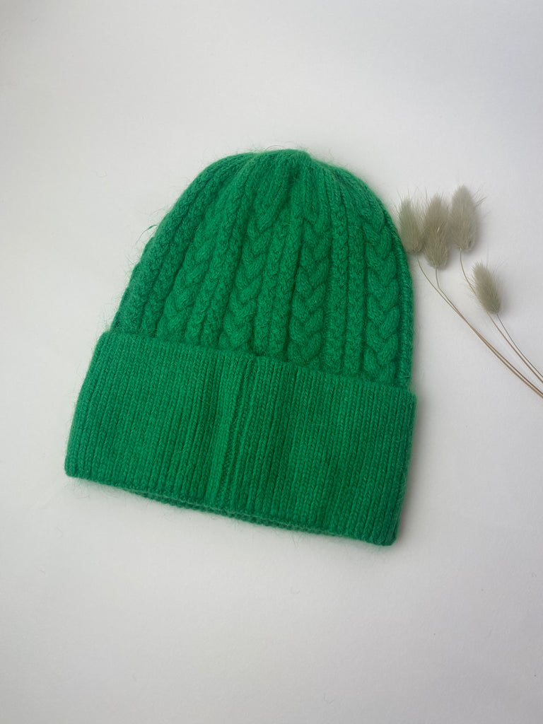 Green knit hat