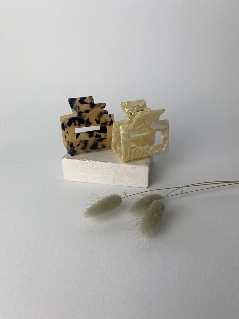 Marble & Leopard claw clip duo