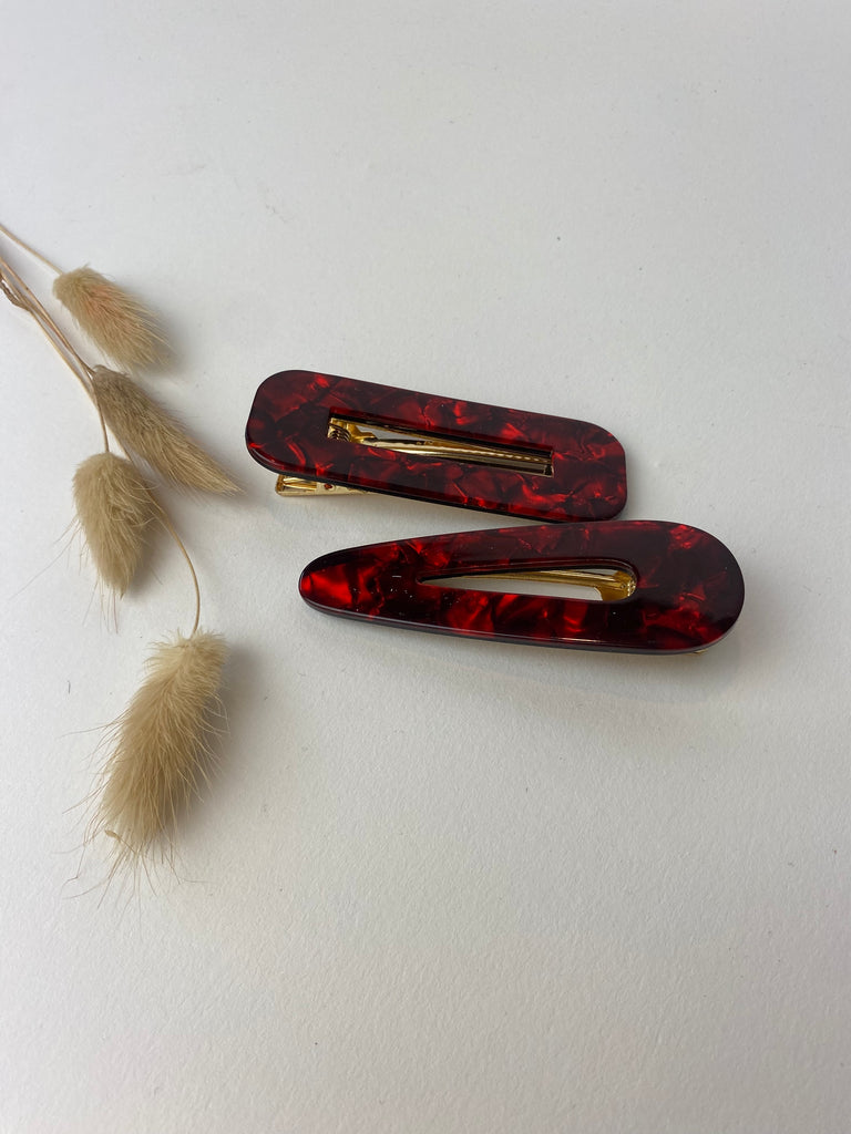 Red Sparkle duo set of Hair Clips