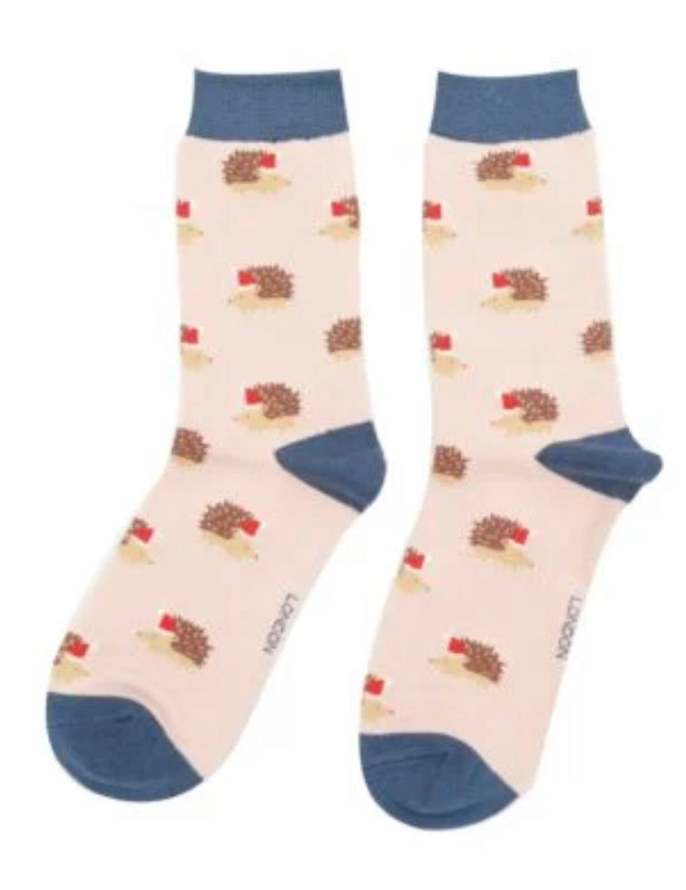 Hedgehog Christmas bamboo Socks