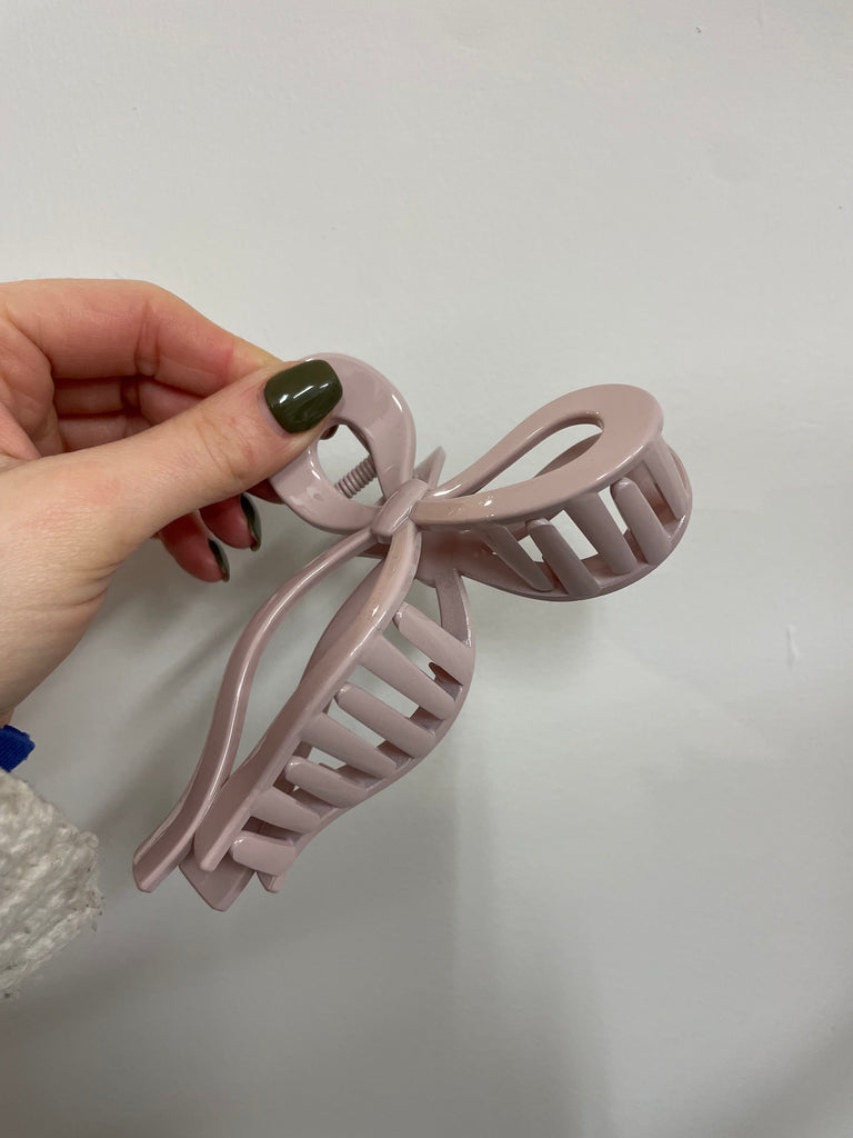 Pale Pink Bow Claw Clip