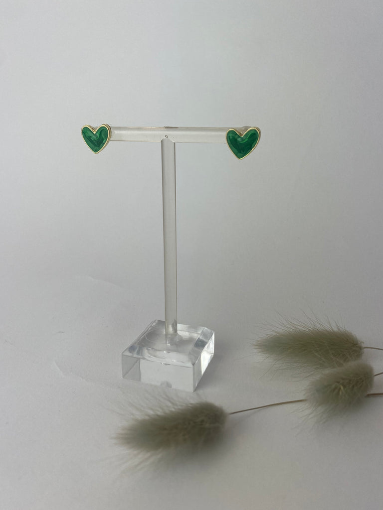 Green heart stud Earrings