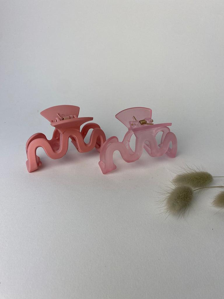 Blush & pale pink Squiggle Duo Claw Clip
