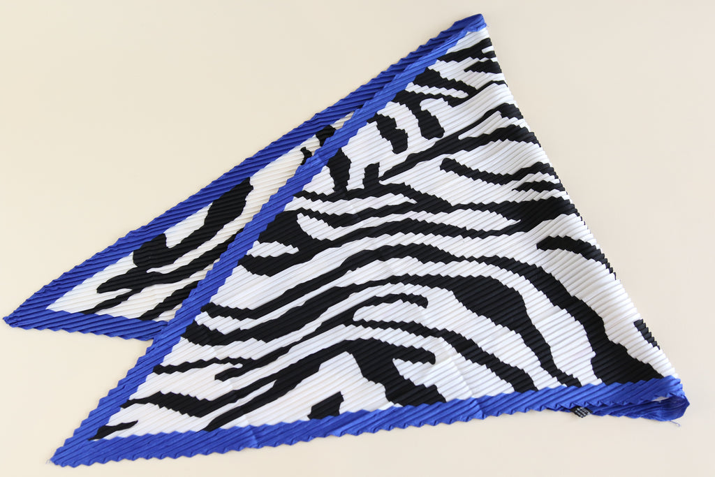 Blue Zebra Patterned Silk Scarf - multi way
