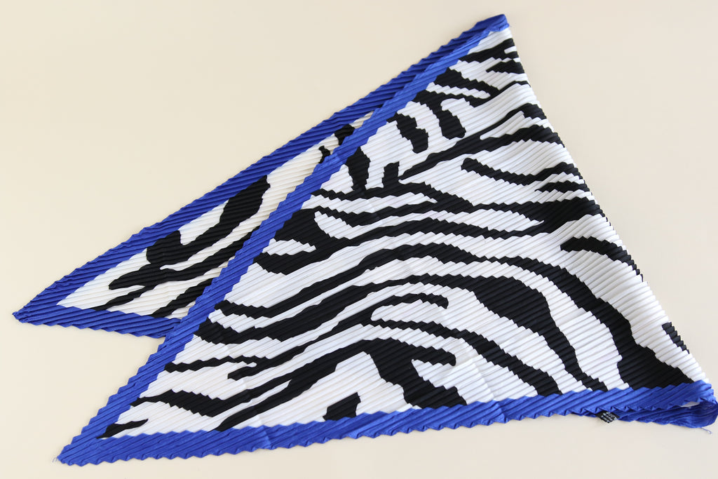 Blue Zebra Patterned Silk Scarf - multi way