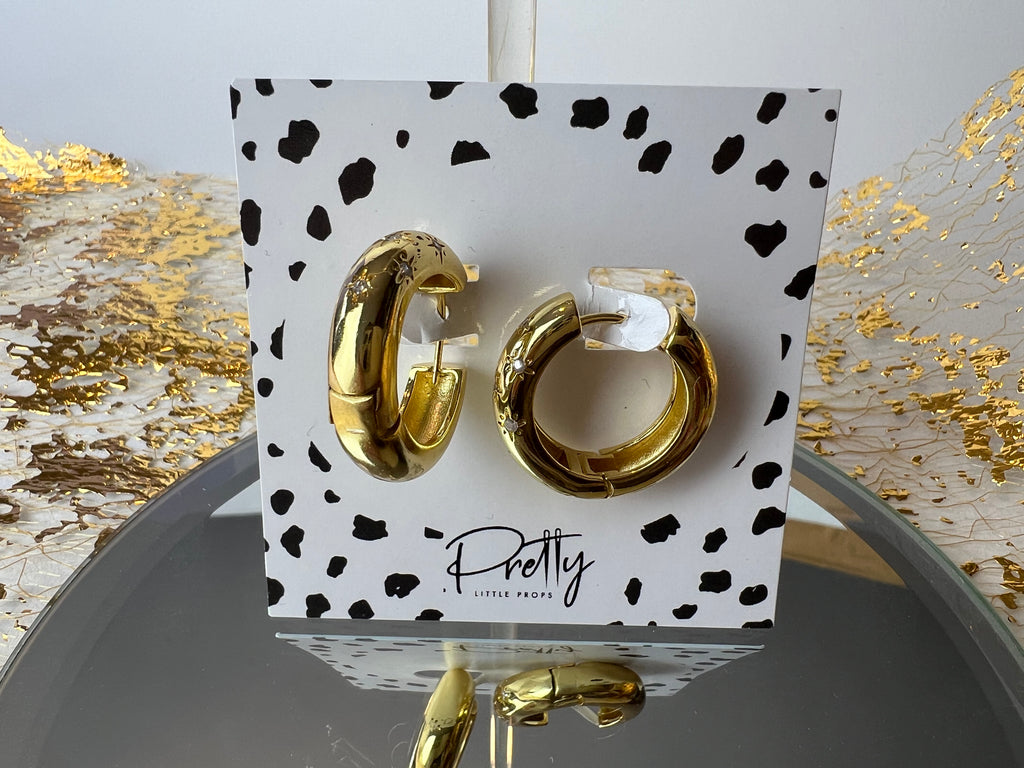 Gold large cuff hoop with stars