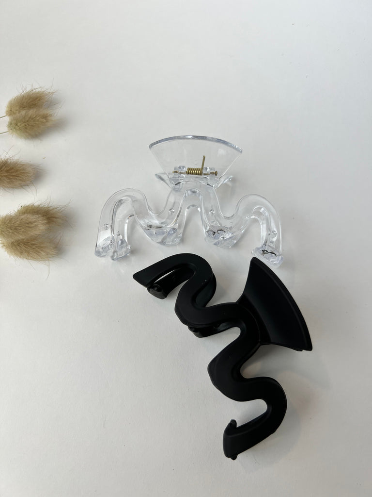 Black & Clear Squiggle Duo Claw Clip