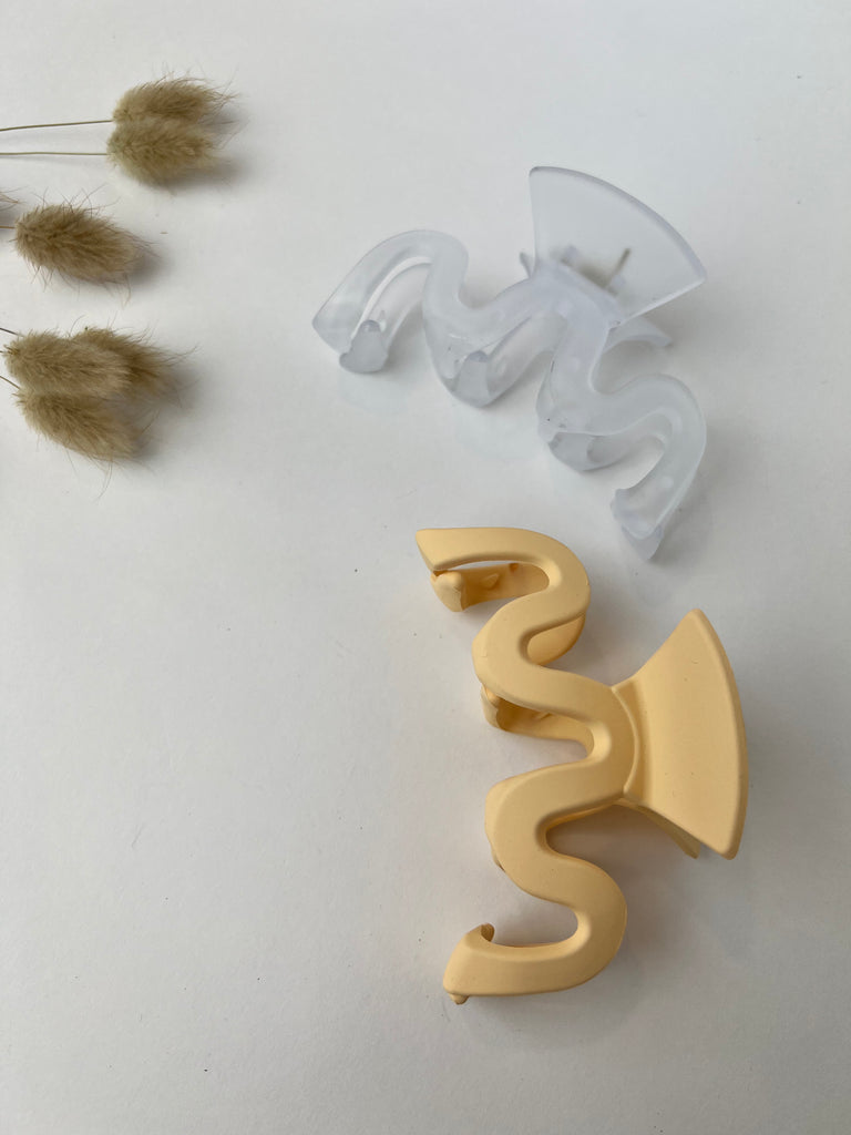 Beige & clear matte  Squiggle Duo Claw Clip