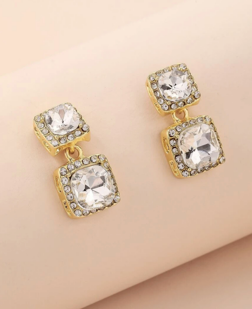 Mini double crystal earrings