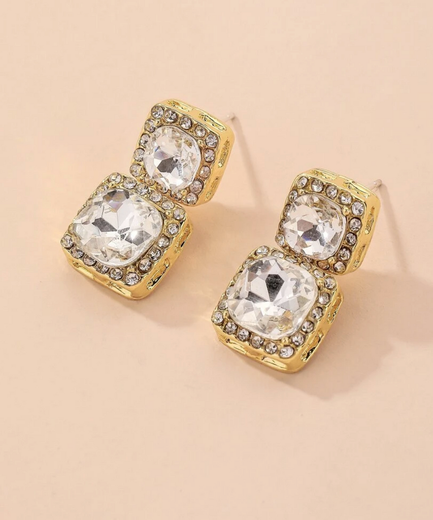 Mini double crystal earrings
