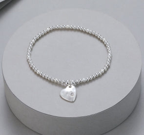 Silver Bracelet with Embellished Heart